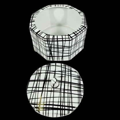 Hand Painted Graphic Black & White Pattern Container