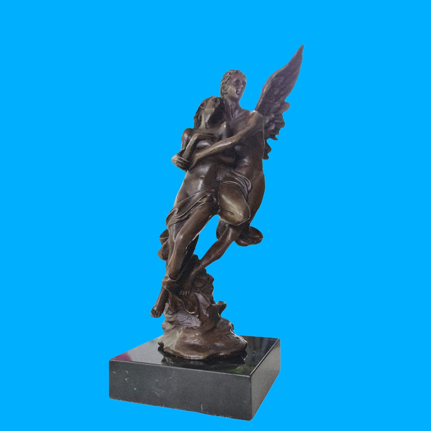 Bronze Sculpture Angel " Psyche And Eros " Statue Figure Cupid
