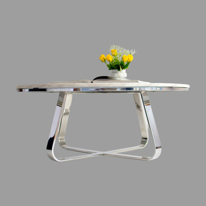 Roza Mirror Polished Stainless Steel or Gold Coffee Table with White Marble Top (Pick up only)