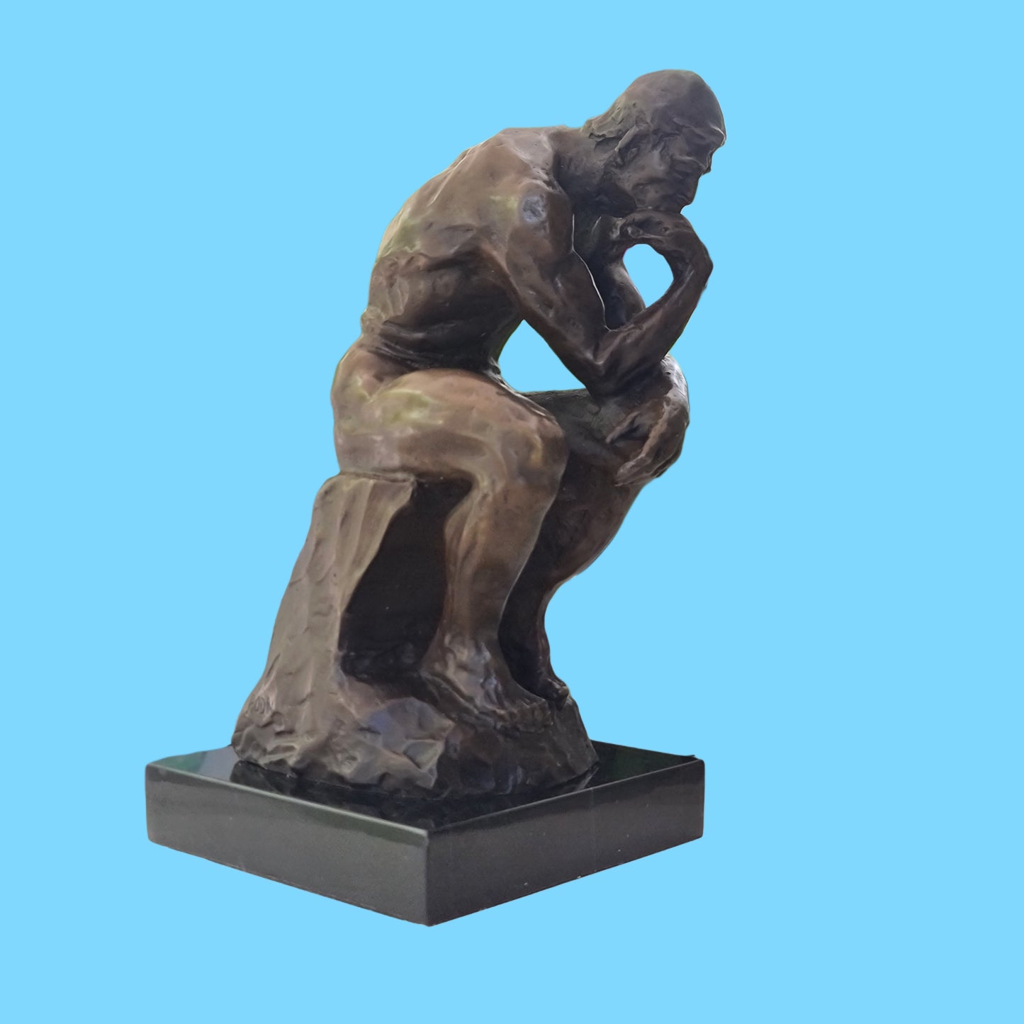 Elegant Bronze Marble Base Statue Rodin`s The Thinker Sculpture Art Figure.