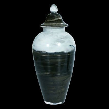 Large Hand Painted Glass Vase: Black and White Ink