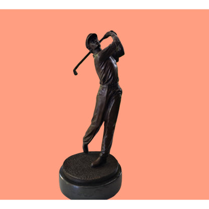 Bronze Sculpture of Golfer Golf-Spieler On Marble Base