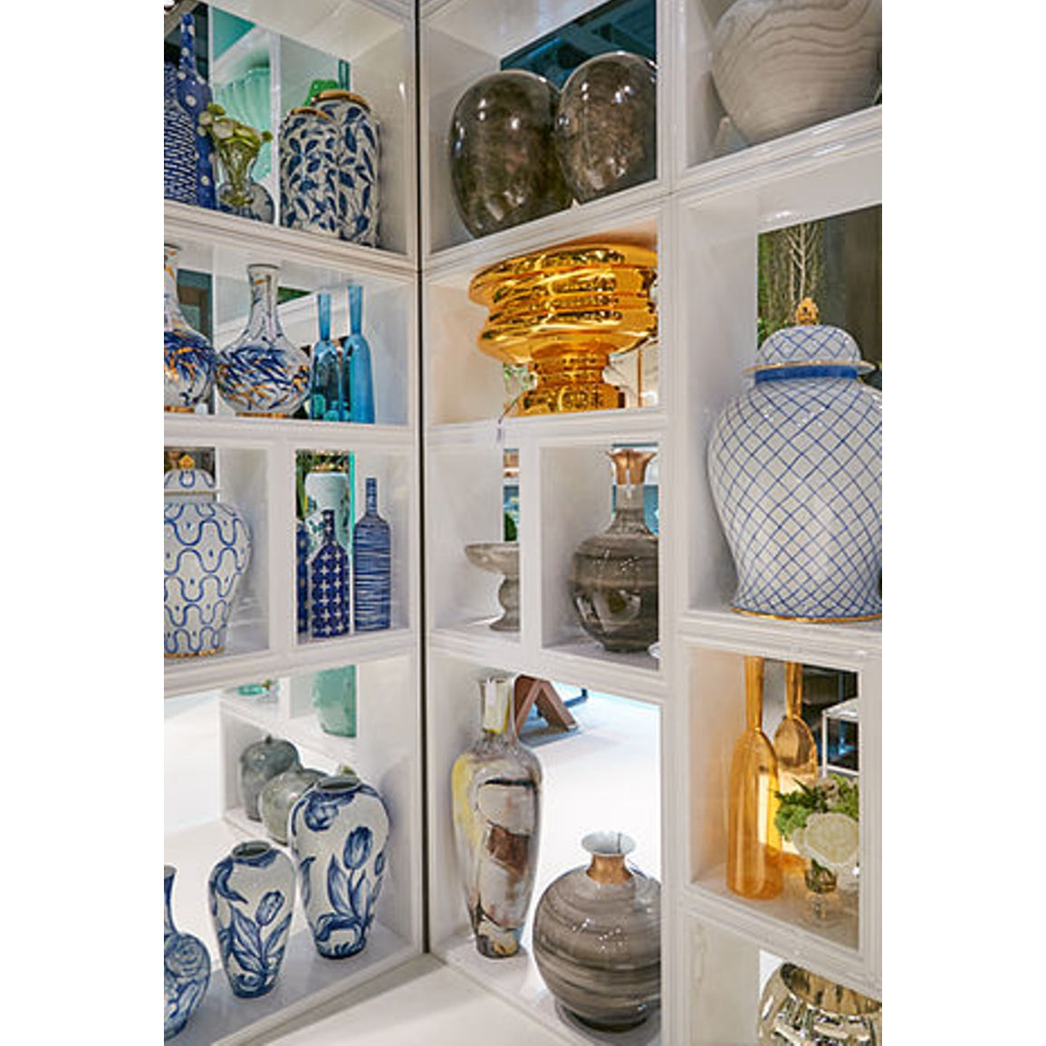 Blue And White Porcelain Bottle: Horizontal Lines