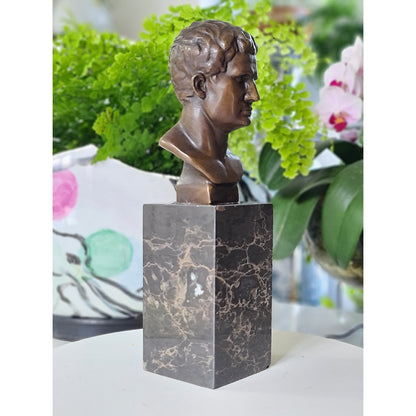 Bronze Sculpture Of Augustus Bust On Marble Base