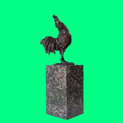 Rooster Bronze Sculpture on Marble Top
