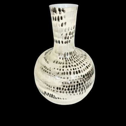 Large Hand Painted Vase Black Dots