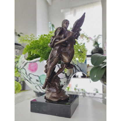 Bronze Sculpture Angel " Psyche And Eros " Statue Figure Cupid