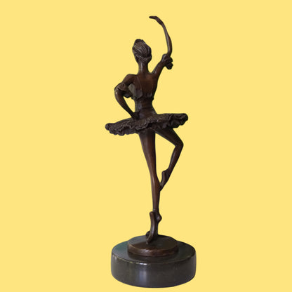 Ballerina Bronze Sculpture Of Dancing Woman on Marble Base