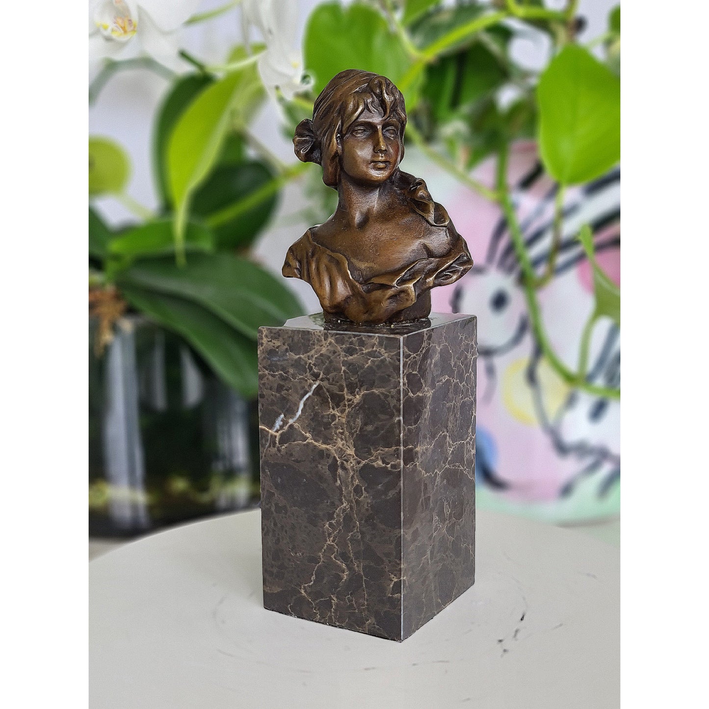 Beautiful Bust Of Royal Maiden Sculpture On Marble Base