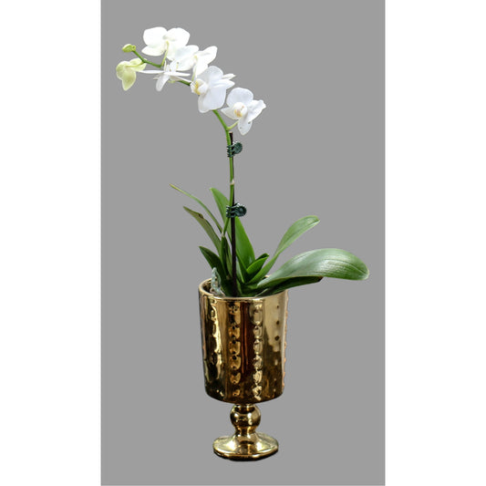 Small Decorative Footed Gold Ceramic Vase