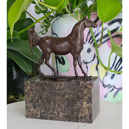 Bronze sculpture of Horse Standing Artwork  On Marble