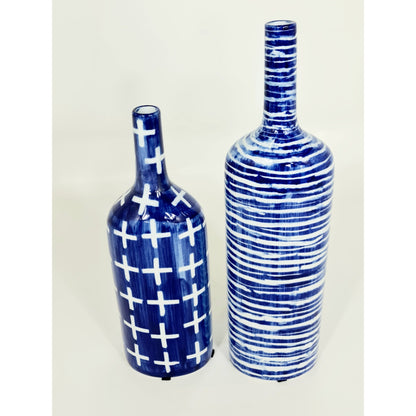 Blue And White Porcelain Bottle: Crosses