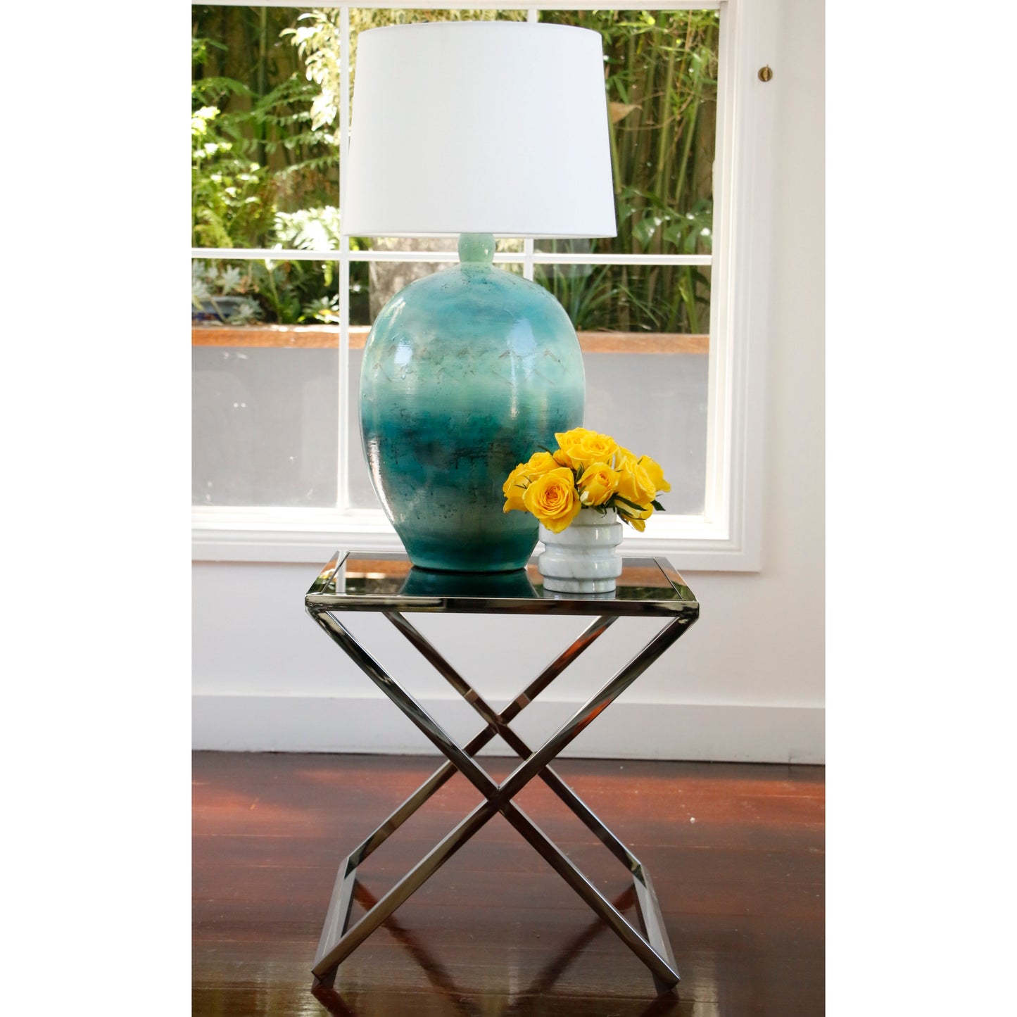 Large Hand painted/ Handmade Pascal Blue Vase