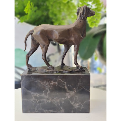 Bronze Hunting Dog / Hound Sculpture Marble Base