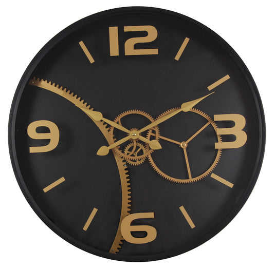 59 Cm Gold & Black Chumming Process Moving Gear Wall clock