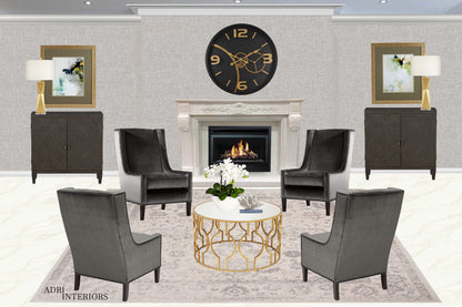 59 Cm Gold & Black Chumming Process Moving Gear Wall clock