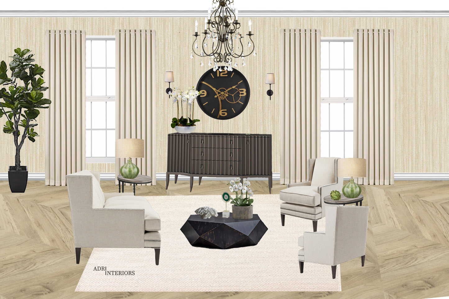 59 Cm Gold & Black Chumming Process Moving Gear Wall clock