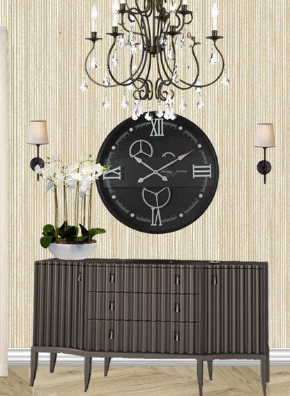 59 Cm Black & White Chuming Process Moving Gear Wall Clock