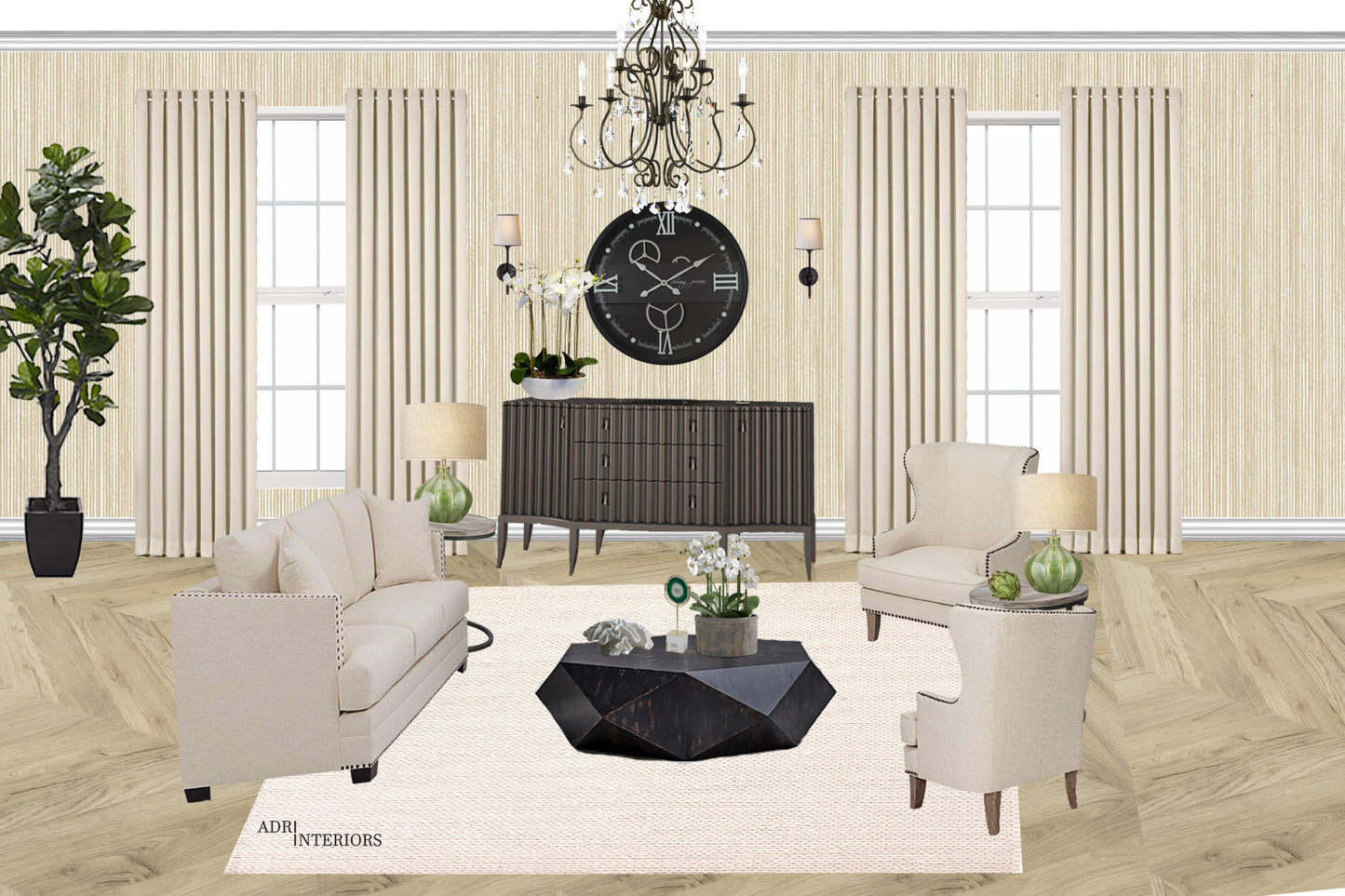 59 Cm Black & White Chuming Process Moving Gear Wall Clock