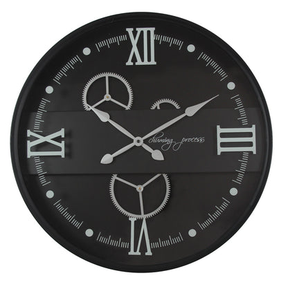 59 Cm Black & White Chuming Process Moving Gear Wall Clock