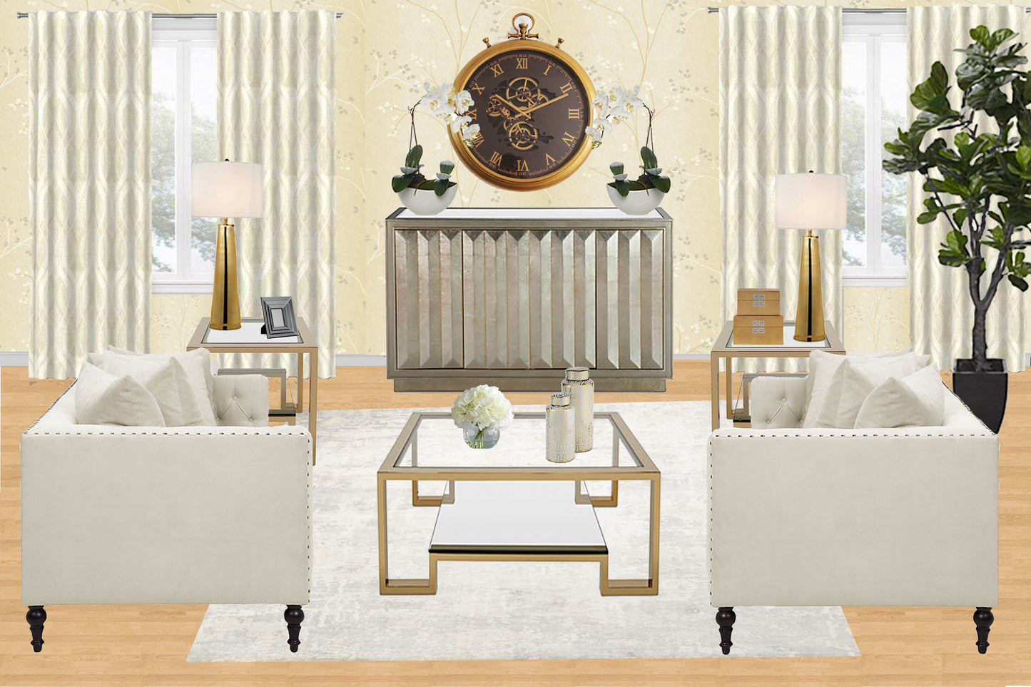 62 Cm Roman Numeral Vintage Gold Moving Gear Wall Clock