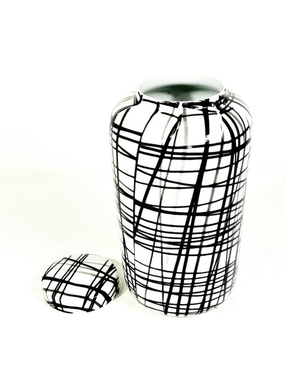 Large Hand Painted Graphic black & white Graphic pattern container