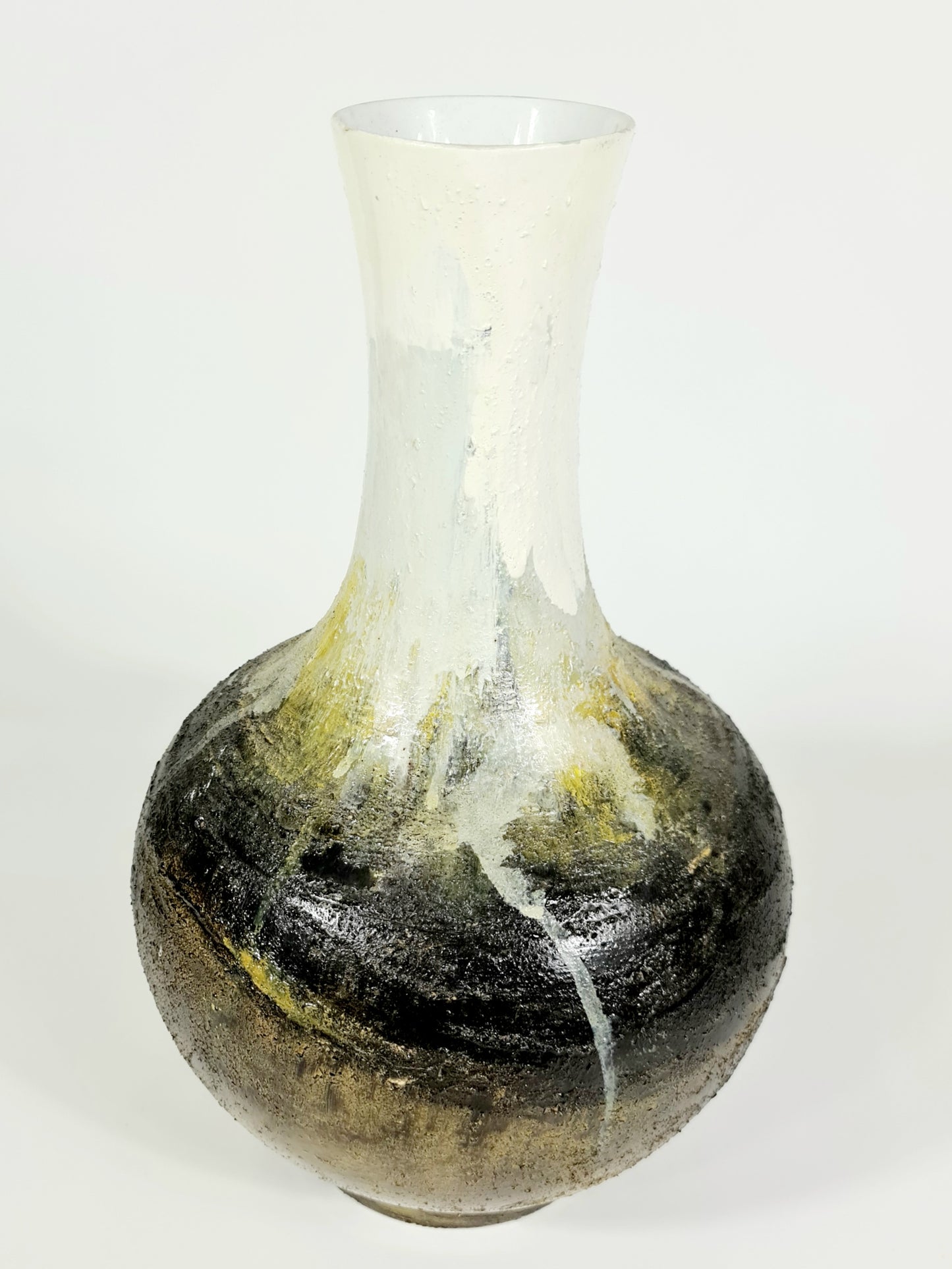 Textured Tydria Hand Painted/ Handmade Ceramic  Vase: Pastel Ice, Brown Rust