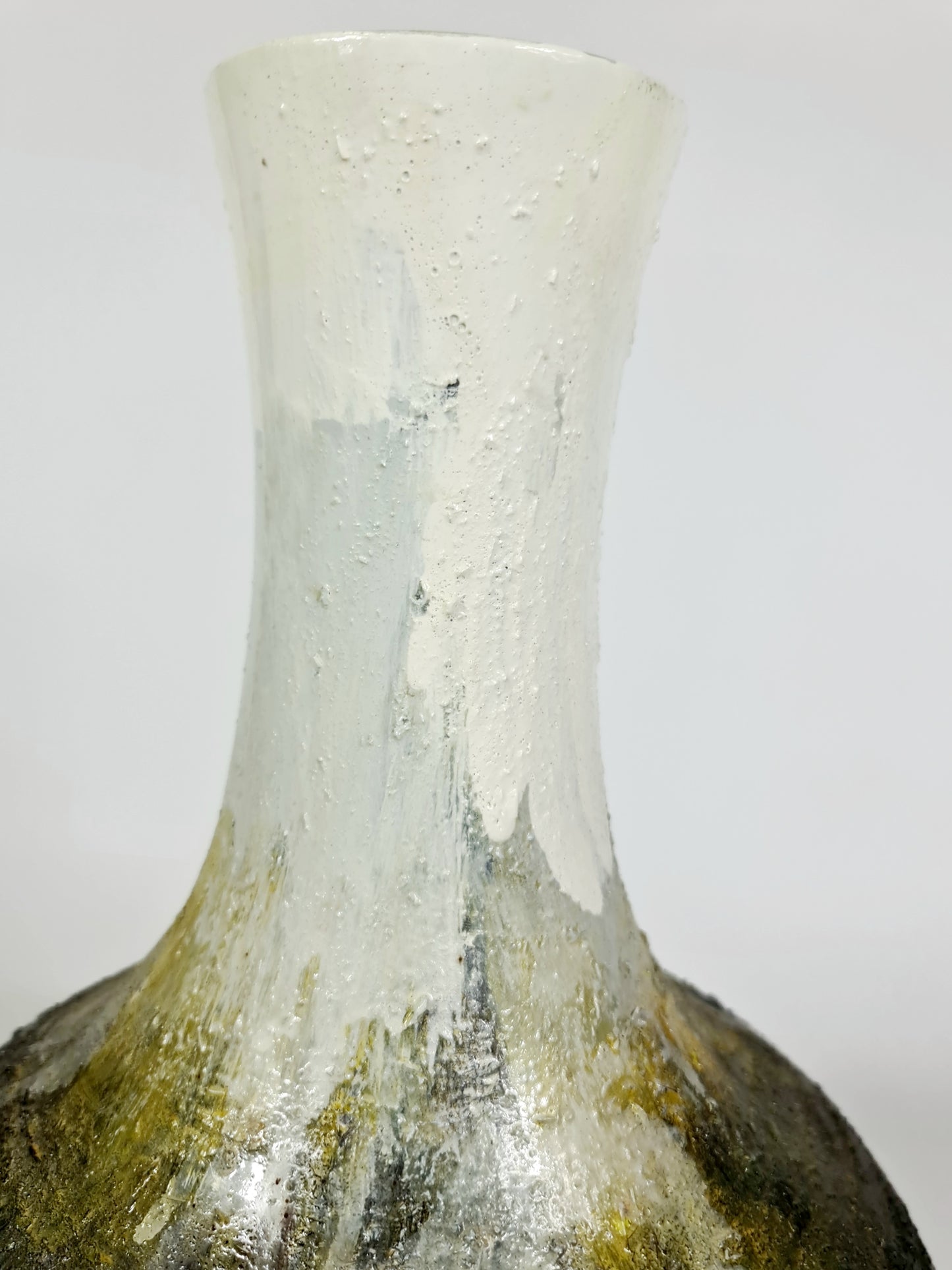 Textured Tydria Hand Painted/ Handmade Ceramic  Vase: Pastel Ice, Brown Rust