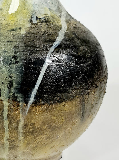 Textured Tydria Hand Painted/ Handmade Ceramic  Vase: Pastel Ice, Brown Rust