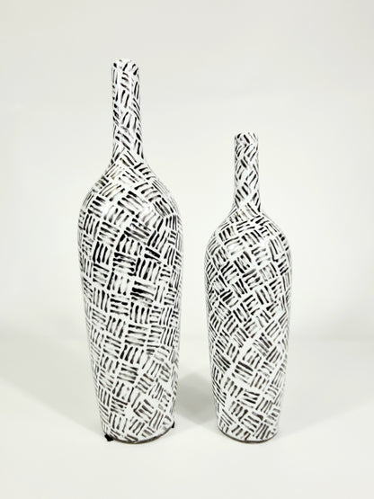 Hand painted-Black and White Tribal Vase