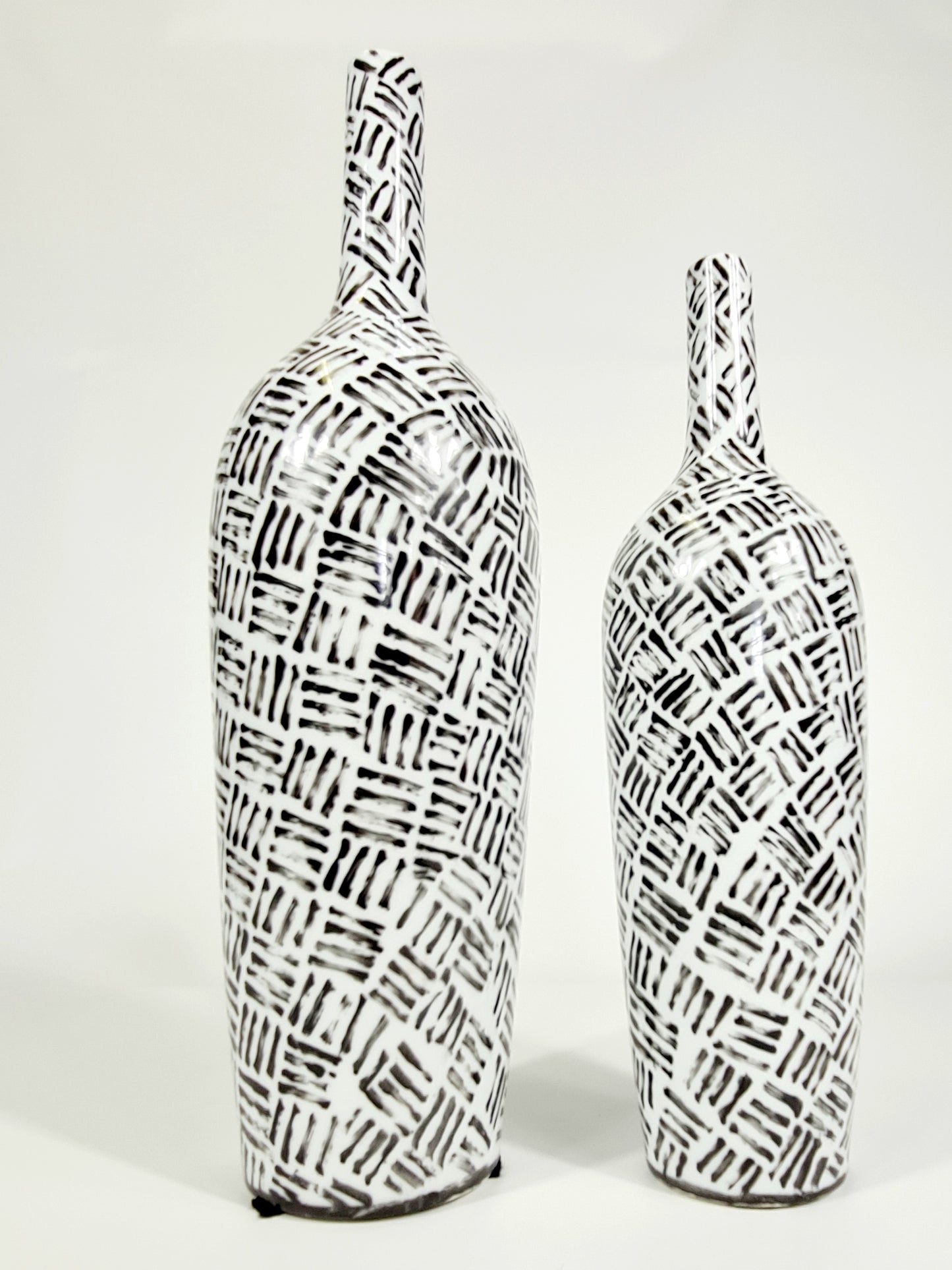 Hand painted-Black and White Tribal Vase