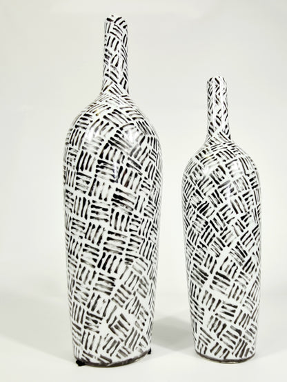 Hand painted-Black and White Tribal Vase