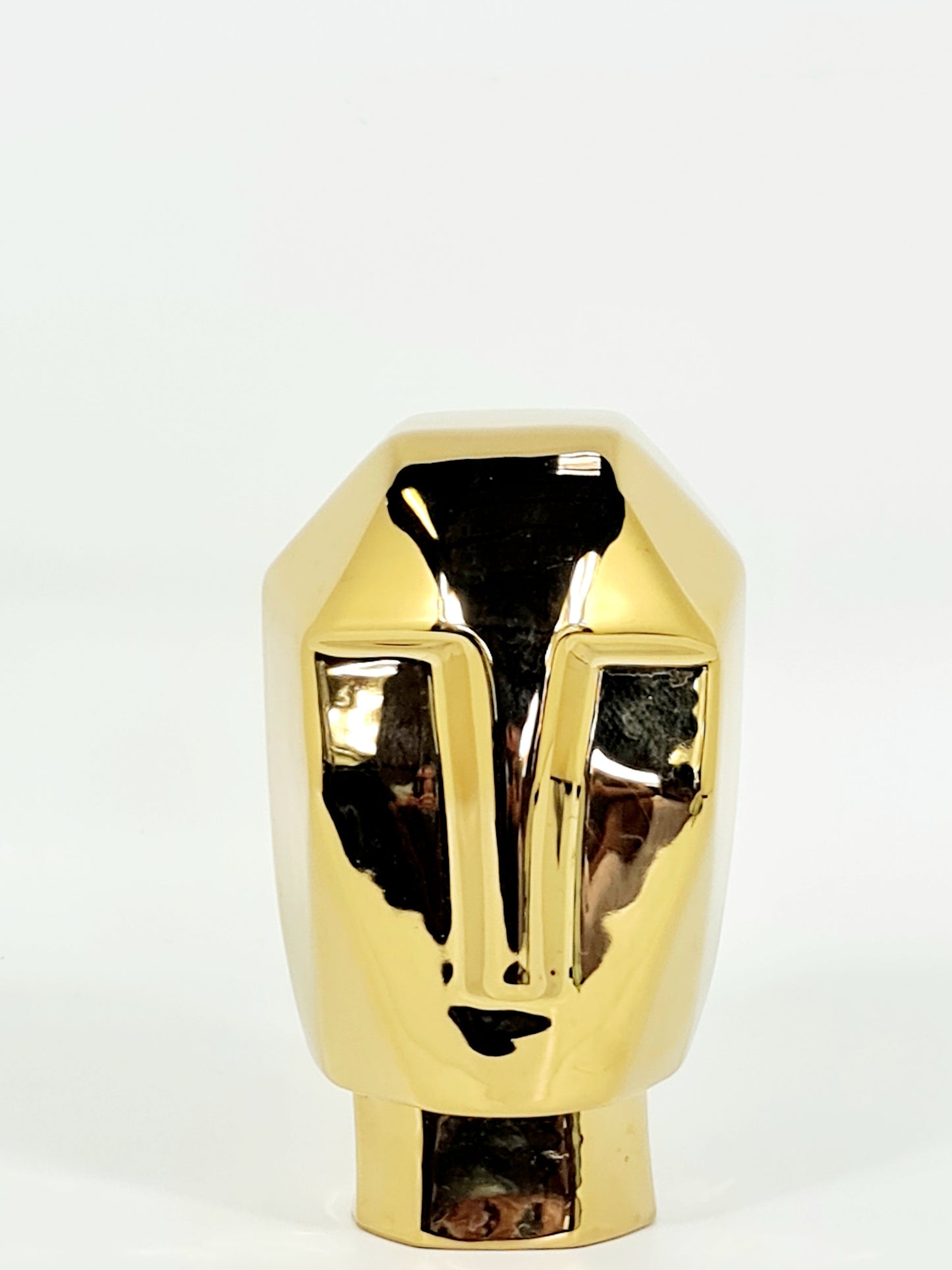 Geometric Face Sculpture: Sunset Gold