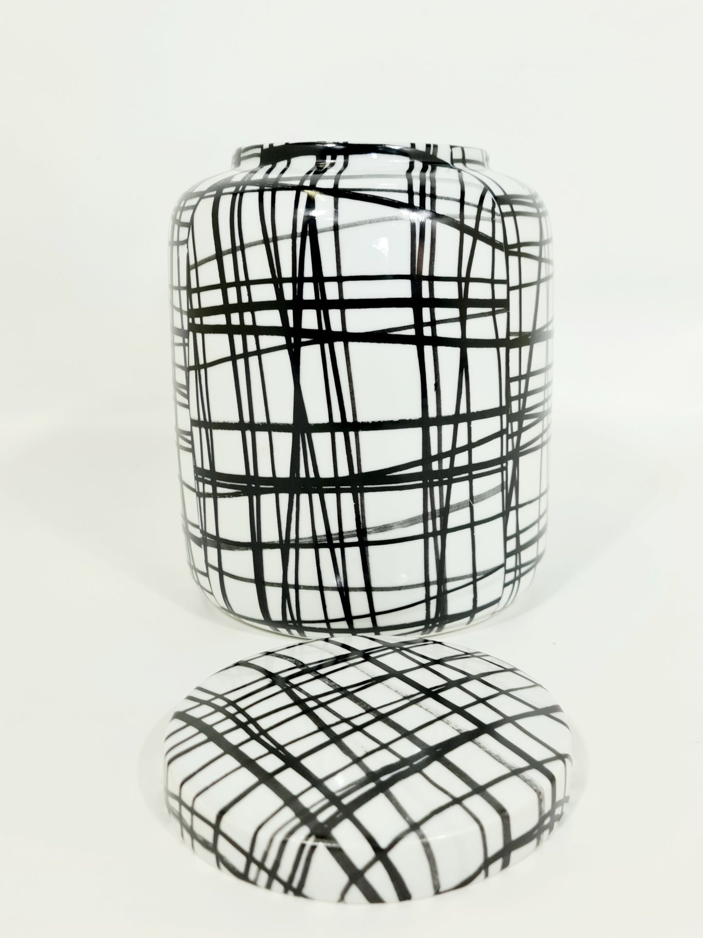 Hand painted Graphic Black & White Pattern container