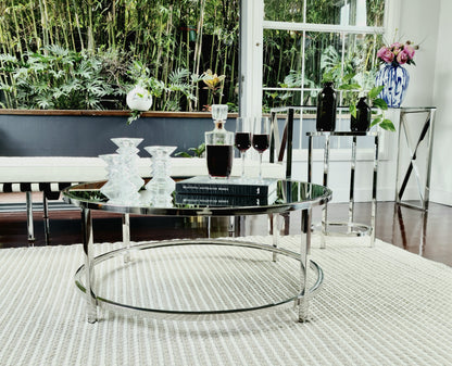 Dyako Mirror polished Stainless Steel Coffee Table with Mirror Top(pick up only)