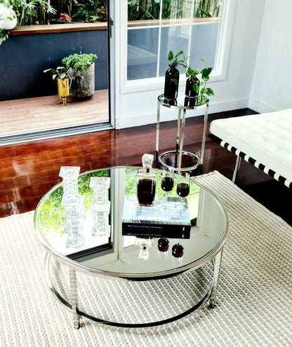 Dyako Mirror polished Stainless Steel Coffee Table with Mirror Top(pick up only)