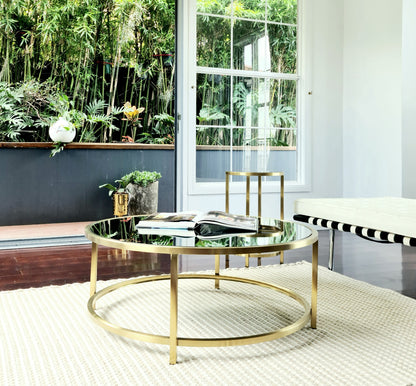 Dyako Gold Stainless Steel Coffee Table with Mirror Top (Pick up only)