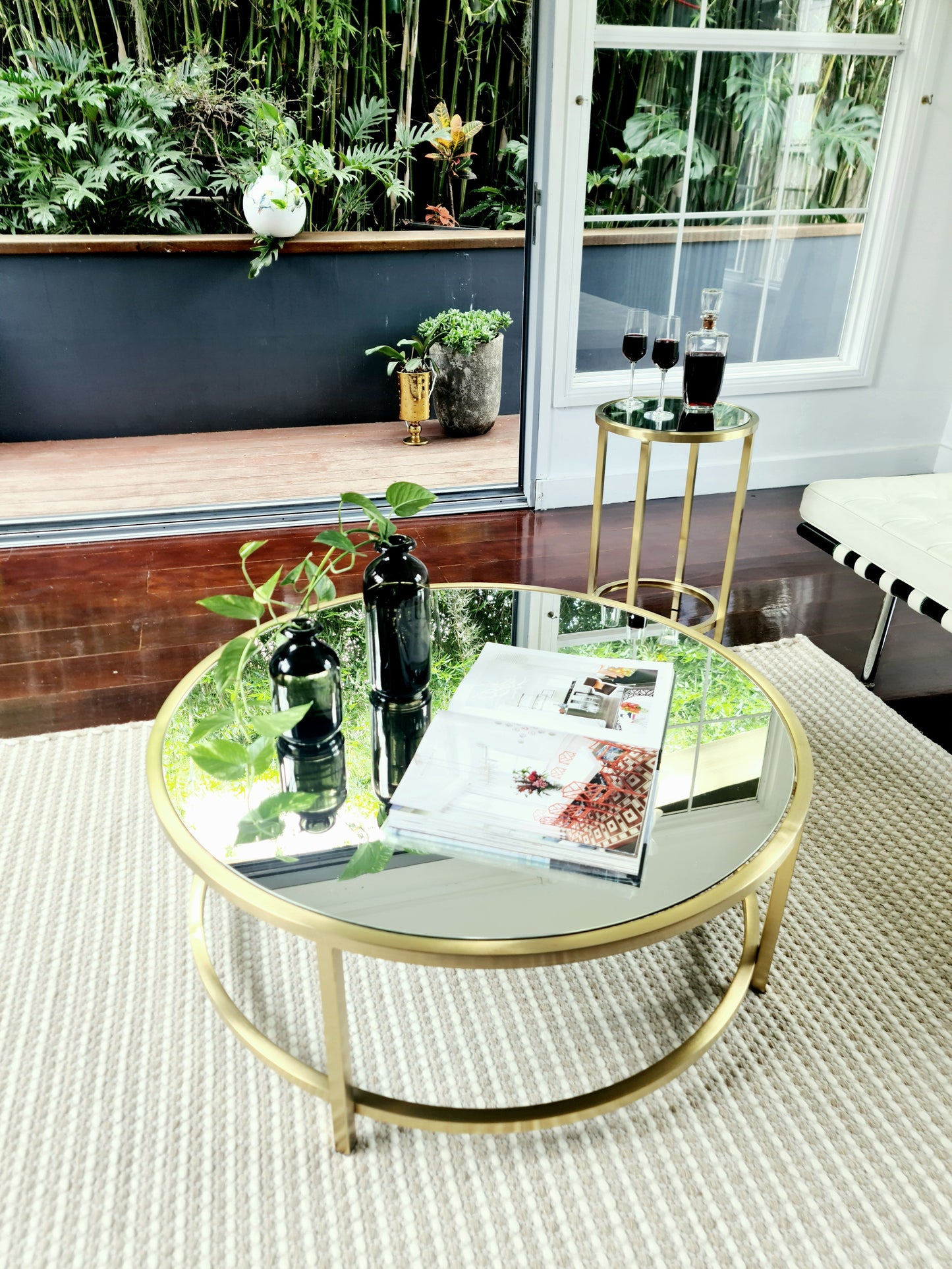 Dyako Gold Stainless Steel Coffee Table with Mirror Top (Pick up only)