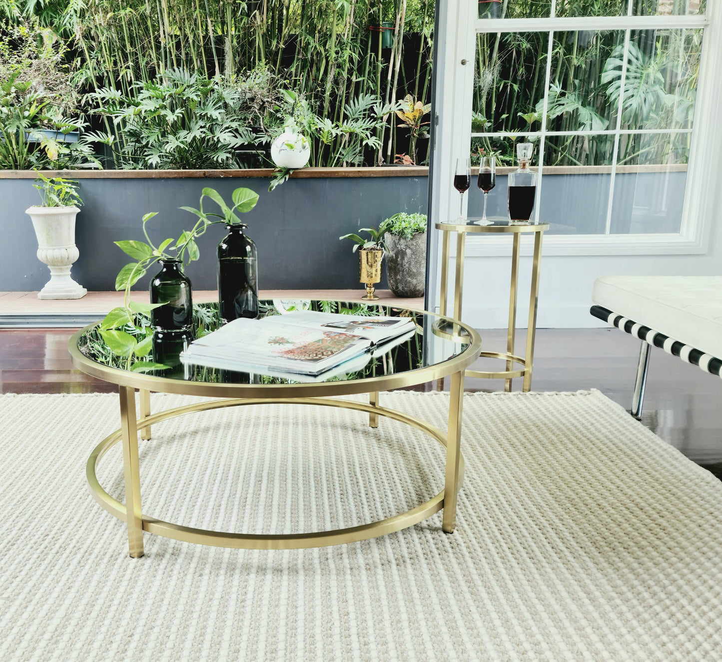 Dyako Gold Stainless Steel Coffee Table with Mirror Top (Pick up only)