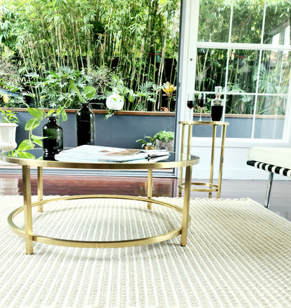 Dyako Gold Stainless Steel Coffee Table with Mirror Top (Pick up only)