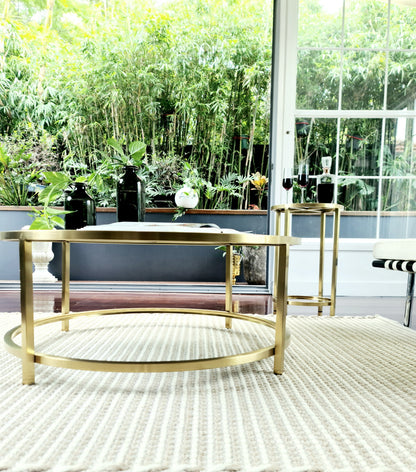 Dyako Gold Stainless Steel Coffee Table with Mirror Top (Pick up only)