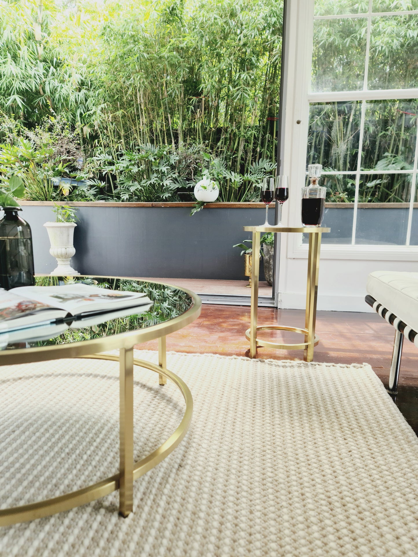 Dyako Gold Stainless Steel Side Table with Mirror Top