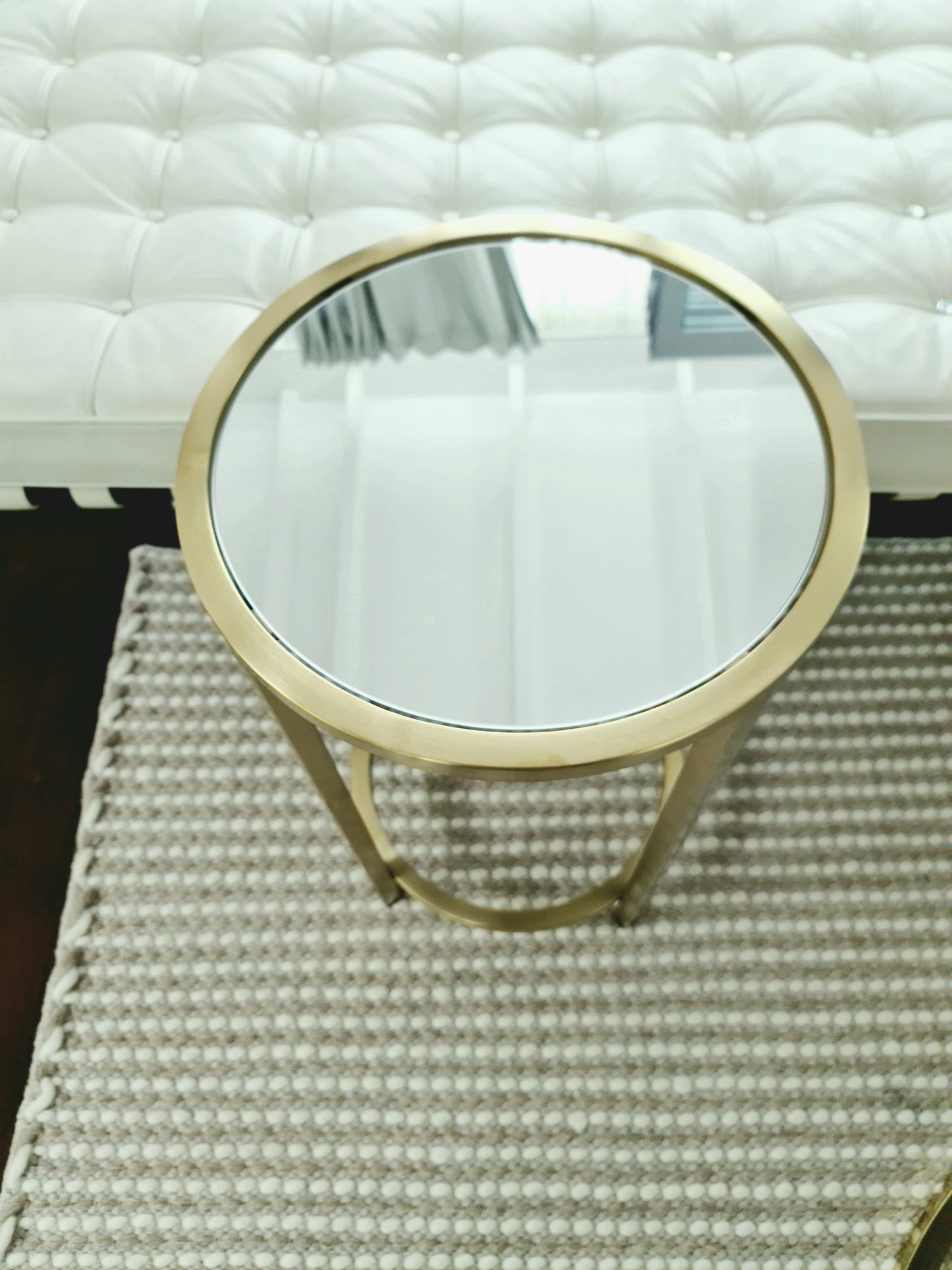 Dyako Gold Stainless Steel Side Table with Mirror Top