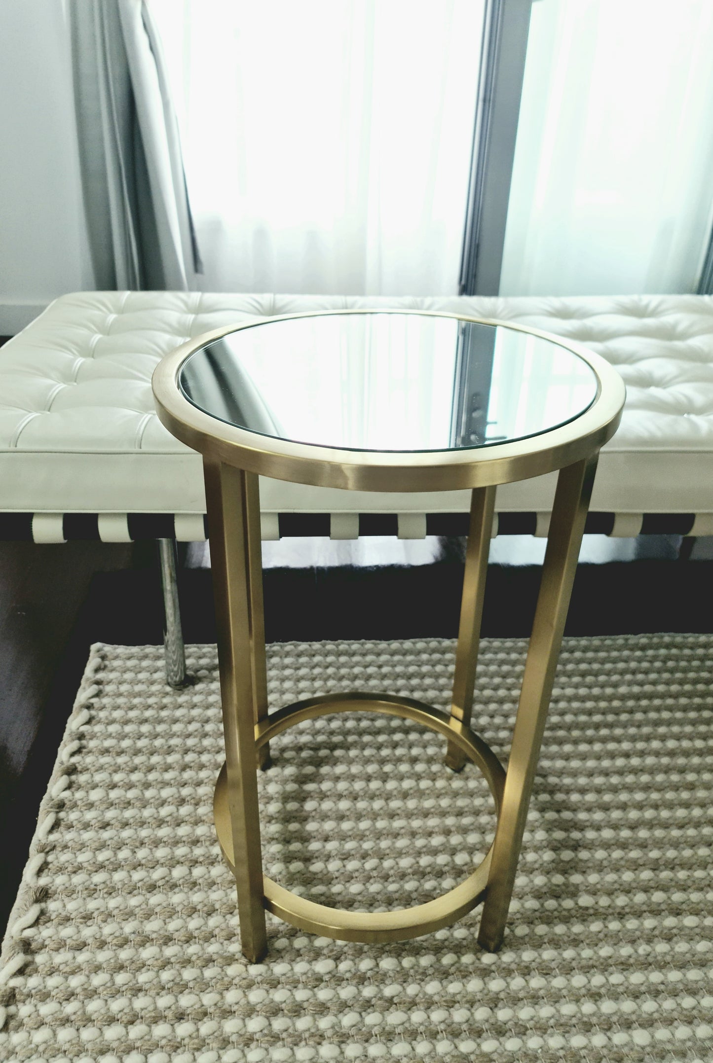 Dyako Gold Stainless Steel Side Table with Mirror Top