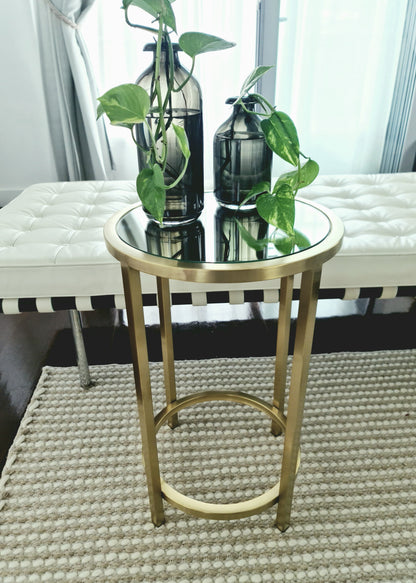 Dyako Gold Stainless Steel Side Table with Mirror Top