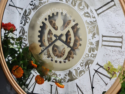 X Large 80 Cm Edinburgh Mirror Moving Gear Wall clock