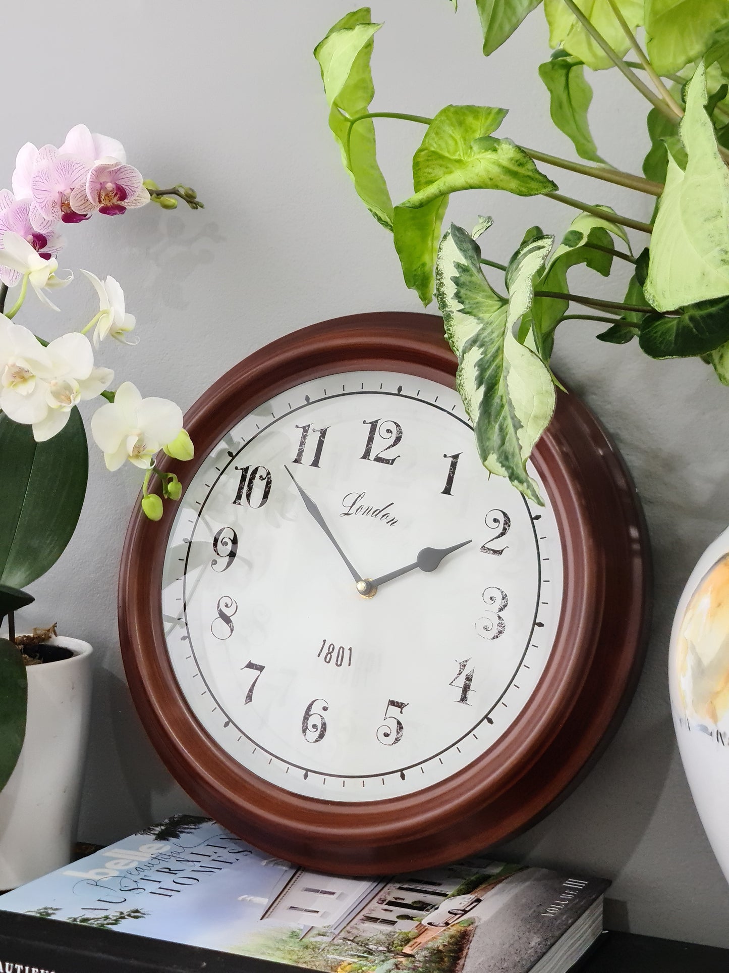Brown 37.5 Cm Round "London 1801" wall Clock