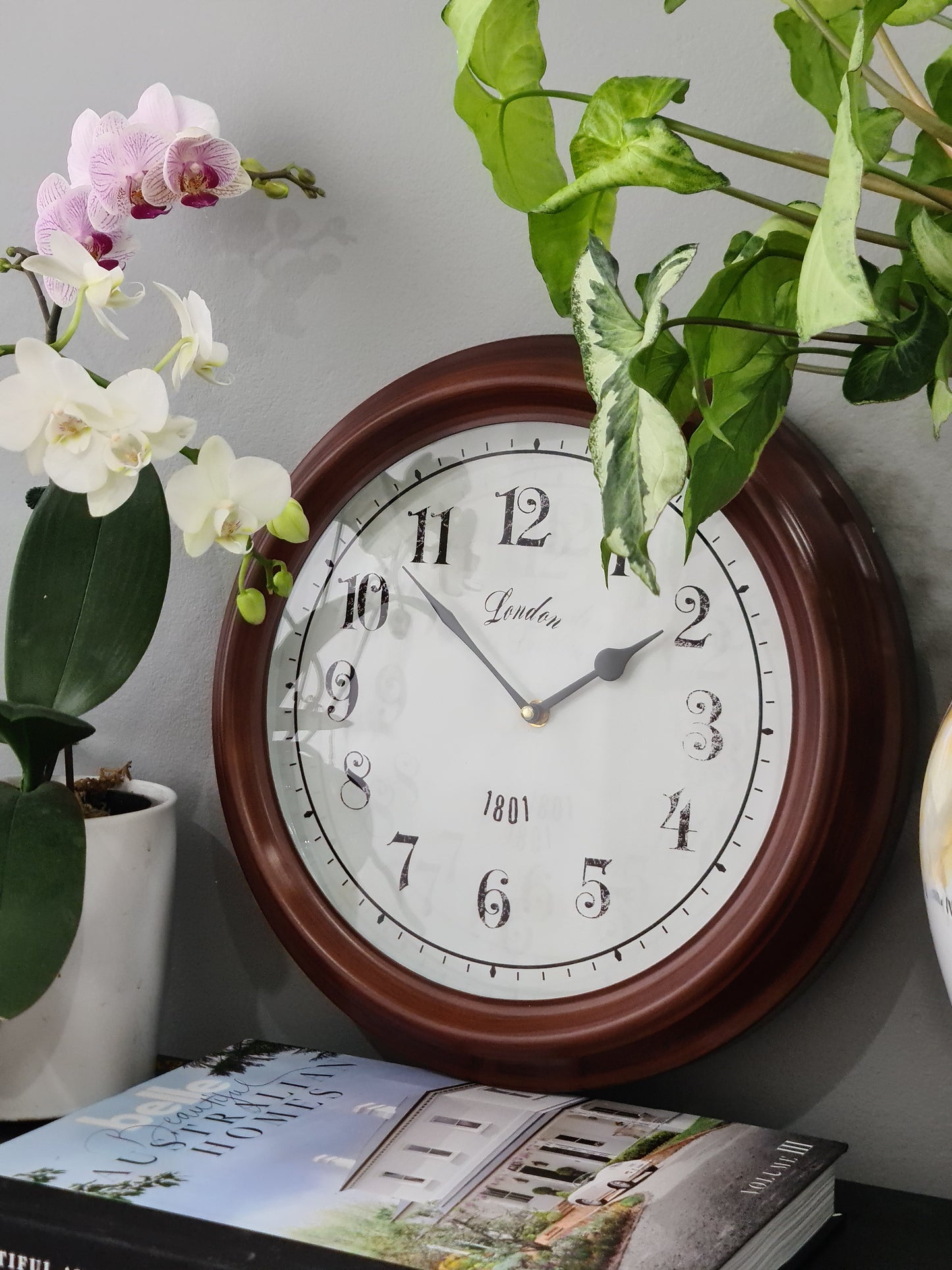 Brown 37.5 Cm Round "London 1801" wall Clock