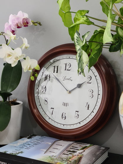 Brown 37.5 Cm Round "London 1801" wall Clock