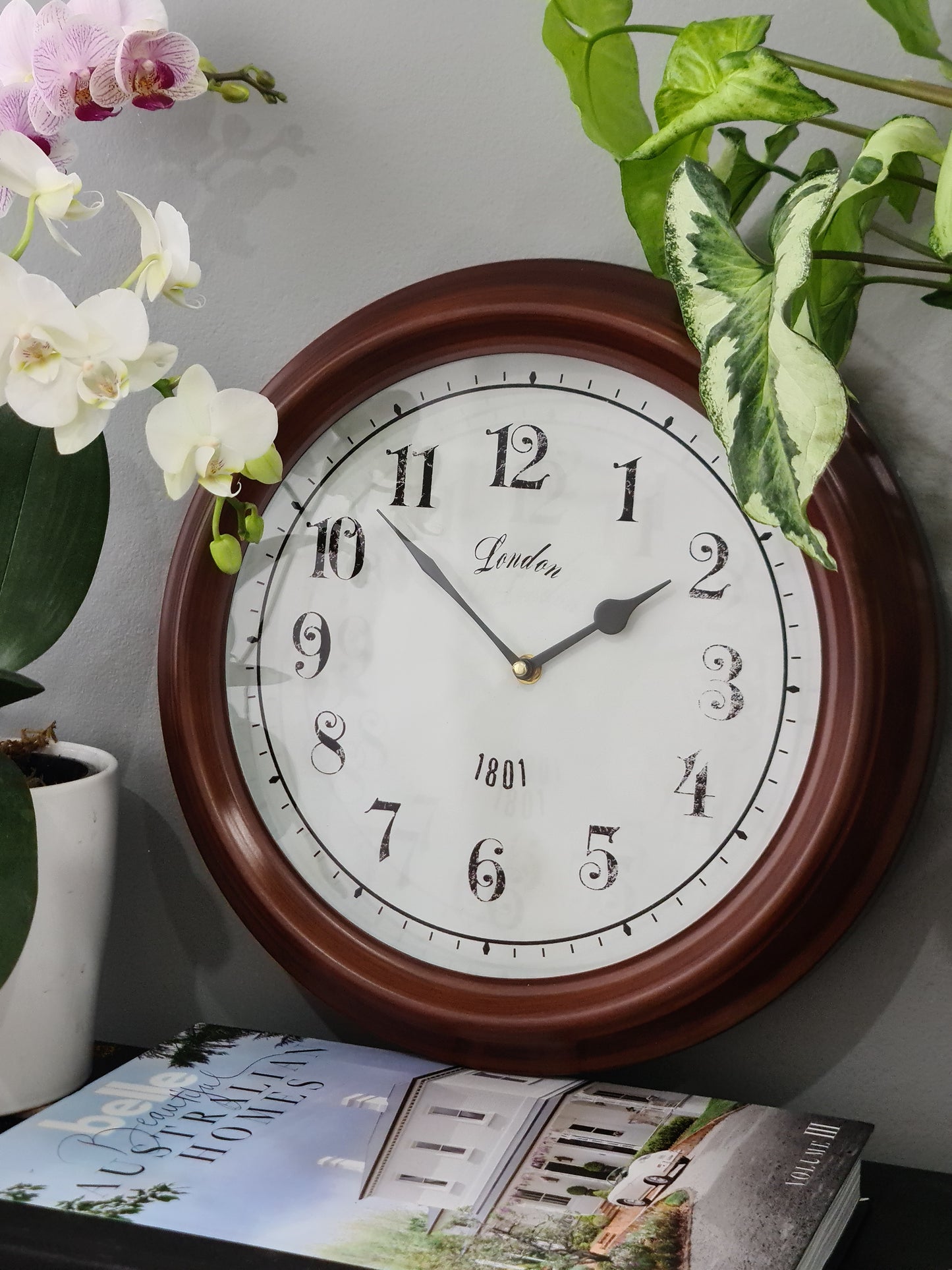 Brown 37.5 Cm Round "London 1801" wall Clock